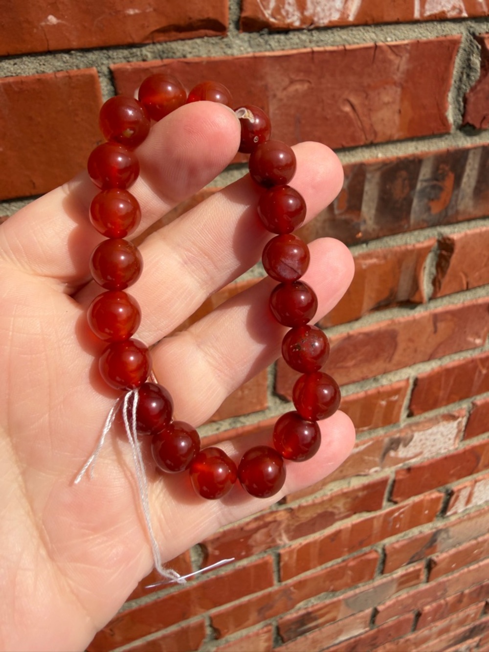 Red Agate Beaded Stretch Bracelet - Unbranded